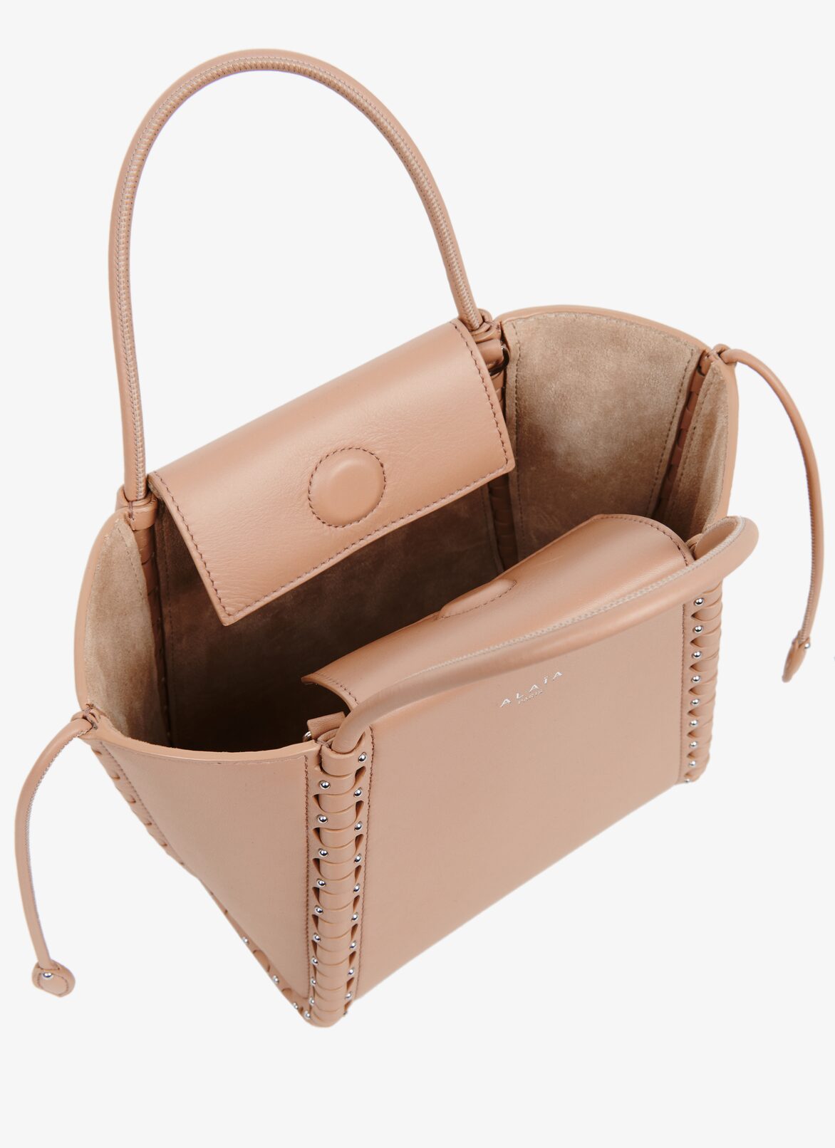 Mini Hinge leather bag
 ALAÏA ANTIQUE PINK MINI HINGE LEATHER BAG